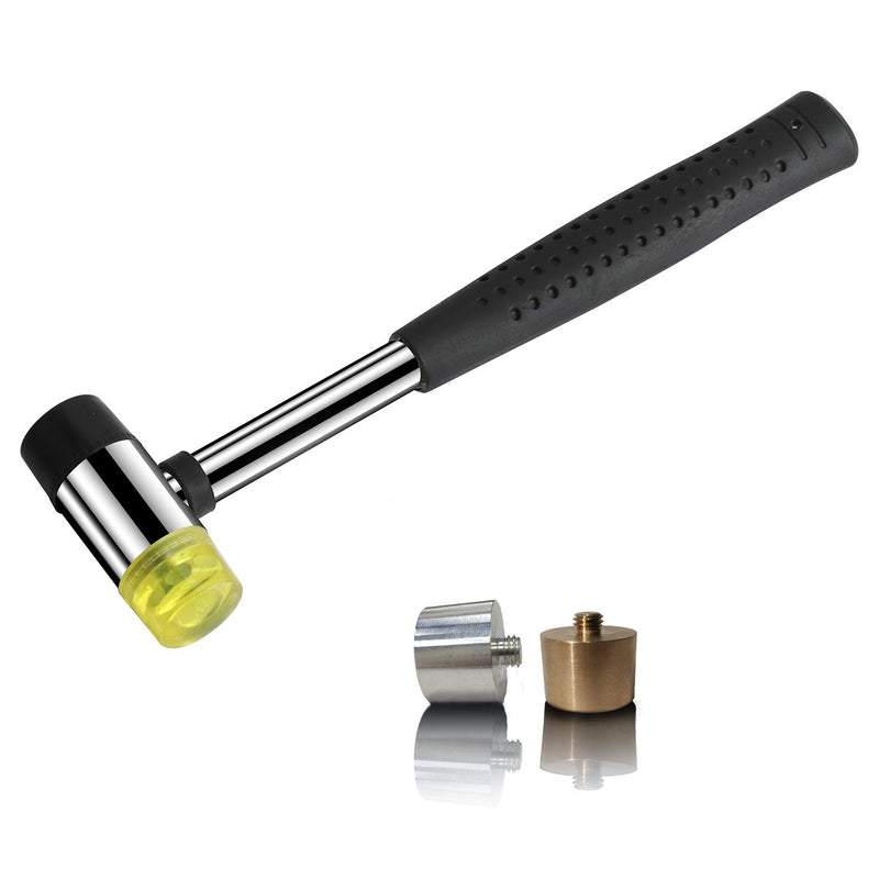 [Australia - AusPower] - Marketty Gunsmithing Hammer with 4 Tips,Interchangeable Tool 25mm Dual Head Nylon Rubber Hammer 