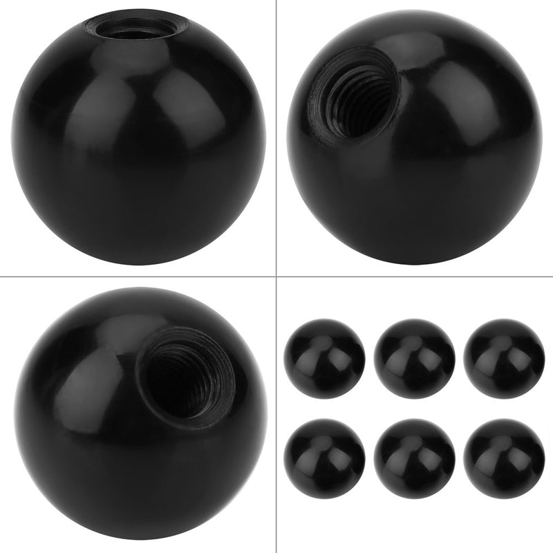 [Australia - AusPower] - Ball Lever Knob,6Pcs Black Plastic Insulation M12 Threaded 40mm Diameter Round Handle Ball Knob for Machine Tools 