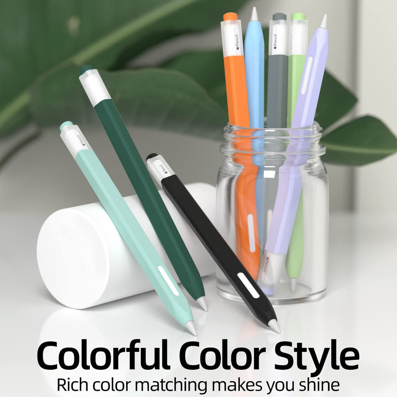 [Australia - AusPower] - JOOSKO [3 Pack] Pencil Case for Apple Pencil 2nd Generation Case, Classic Design, Durable Silicone Case, [with 10 Silicone Tip Cover], for Apple Pencil 2nd Generation. (Black, Dark Green, Light Blue) Black, Dark Green, Light Blue 