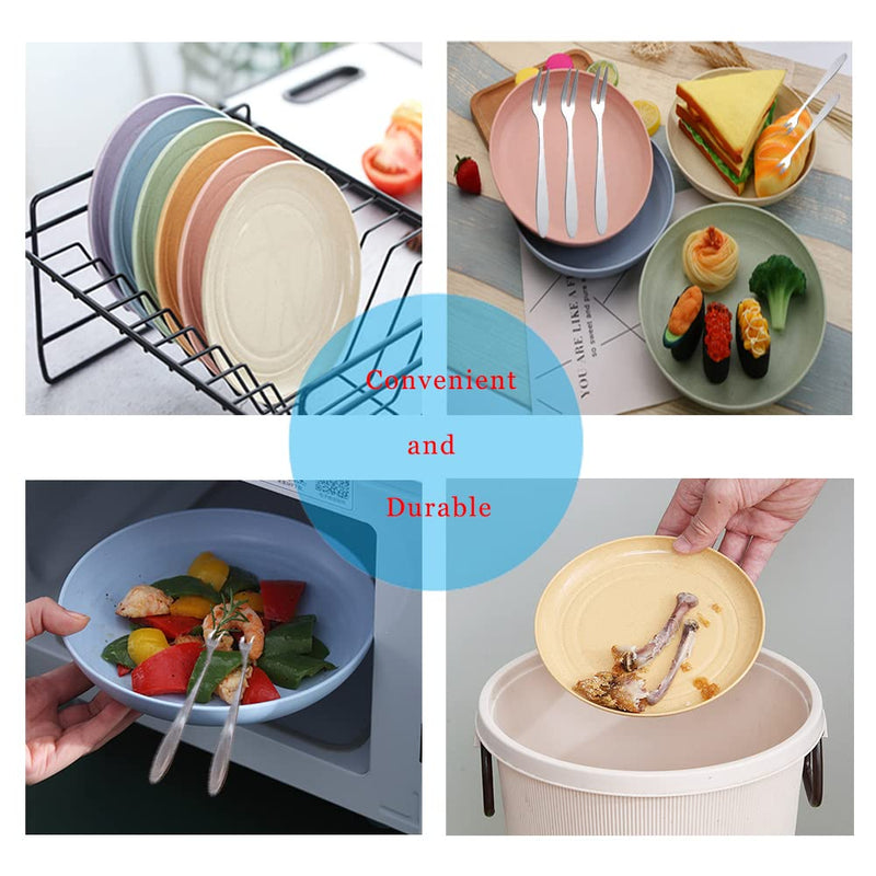 [Australia - AusPower] - ELANE Home Package Includes 6 Fruit Plates and 20 Stainless Steel Fruit Knives and Forks, Suitable for Fruits, Salads, Pastries and Other Foods 