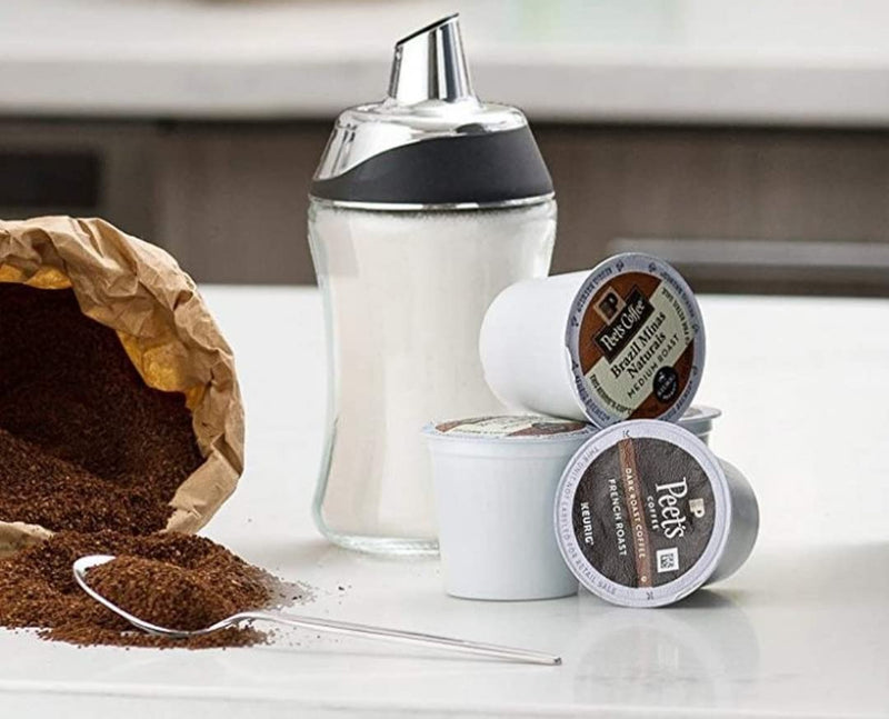 [Australia - AusPower] - J&M Design 2-Pack Sugar Dispenser & Shaker For Coffee , Cereal , Tea & Baking with Pouring Spout and Lid for Easy Spoon Measuring Pour - 7.5oz Glass Jar Container - Dishwasher Safe 