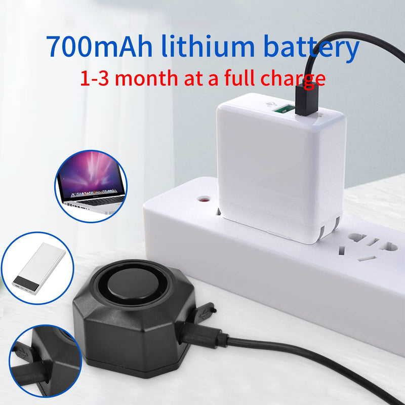 [Australia - AusPower] - NineLeaf Anti-Theft Bike Alarm with Mount, USB C Rechargeable 110dB Burglar Vibration Motorcycle Bicycle Alarm Security System Waterproof Cycle Mobility Scooter Alarm with Remote 