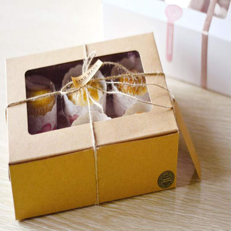[Australia - AusPower] - Prudance 9 x 6 x 3 inch Kraft Cake Boxes for Bakery Brown Cupcakes Boxes with Window Cake Take Out Boxes Wedding Cake Boxes for Guests,10 Pack 