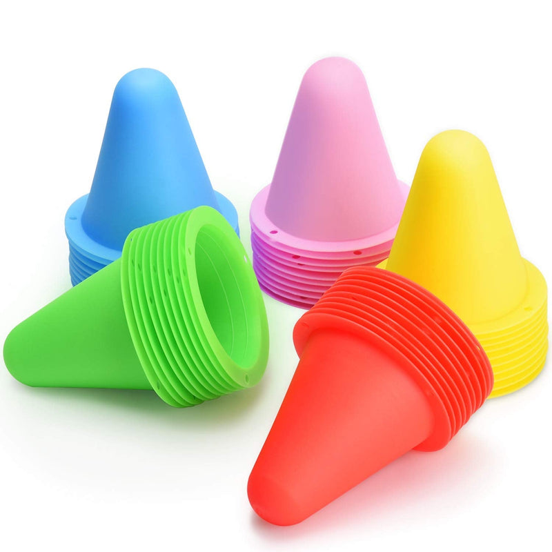 [Australia - AusPower] - TOBWOLF 50 Pack Mini Sports Training Cones, 8cm / 3.15" Height Small Flexible Traffic Cones, Agility Field Marker Cones for Soccer Football Drills Training, Party, Indoor Outdoor Activity or Events 