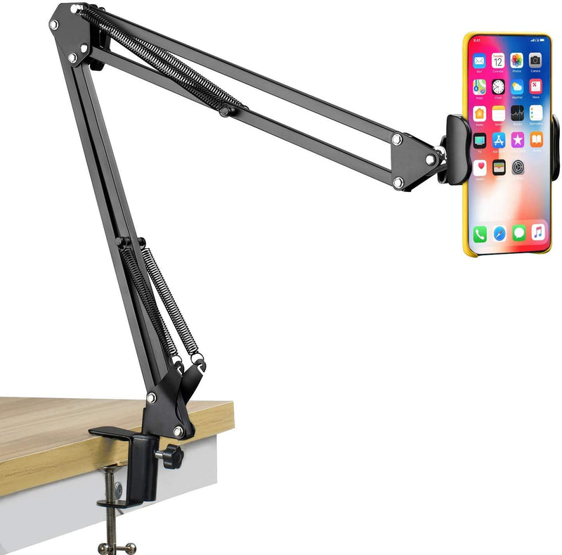 [Australia - AusPower] - Phone Holder, Phone Clip Holder Clamp for Desk, Mount Flexible 360° Rotation, Long Arm Bracket for Universal Phone Stand Holder for Bed, Office, Kitchen 