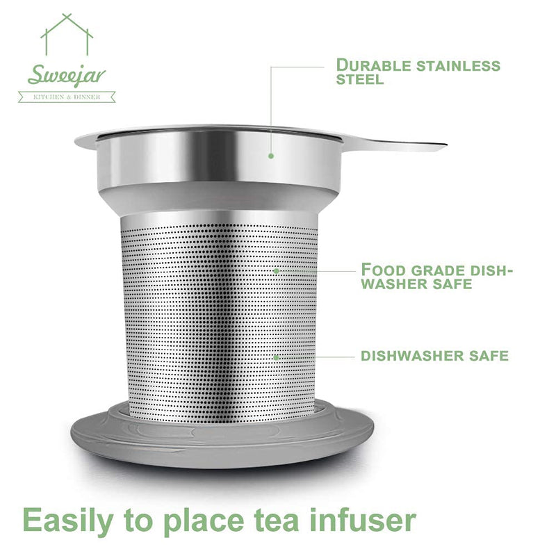 [Australia - AusPower] - SWEEJAR Porcelain Tea Mug with Infuser and Lid,Teaware with Filter, Loose Leaf Tea Cup Steeper Maker, 16 OZ for Tea/Coffee/Milk/Women/Office/Home/Gift(Purple) Purple 