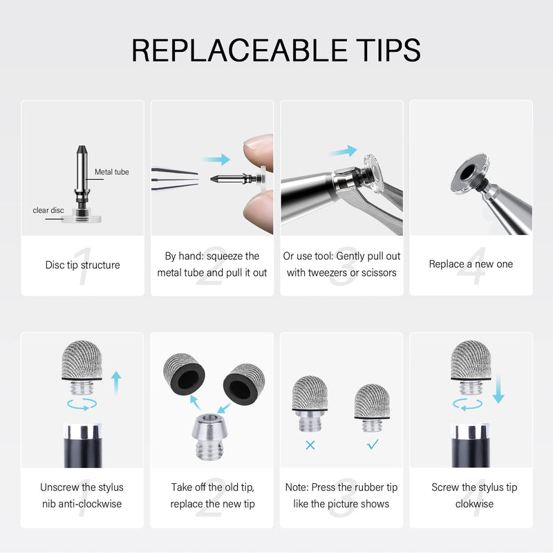 [Australia - AusPower] - Stylus for iPad (3 Pcs), Abiarst Touch Screens Stylus Pens Disc & Fiber Tip for Apple/iPhone/Ipad pro/Mini/Air/Android/Microsoft/Surface All Capacitive Touch Screens (3-Pack (Black/Silver/Champagne)) 3-Pack (Black/Silver/Champagne) 