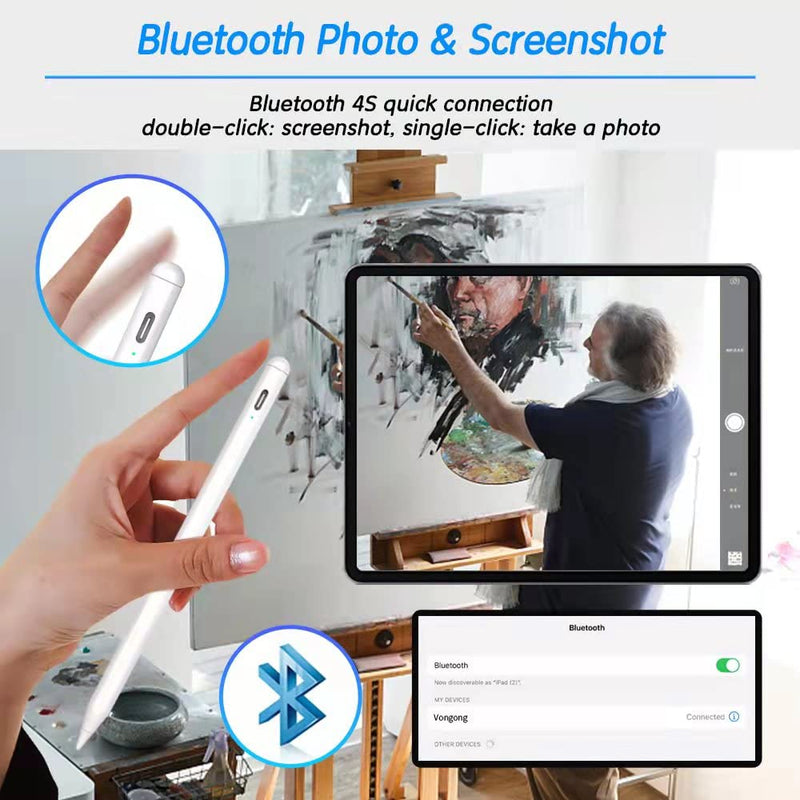 [Australia - AusPower] - Stylus Pen for iPad with Palm Rejection, Pencil 2nd Generation Compatible with 2018-2022 Apple iPad 6/7/8/9 iPad Air 3/4/5 iPad Pro 11/12.9 Inch iPad Mini 5/6, Smart Bluetooth Pen for Writing Drawing 