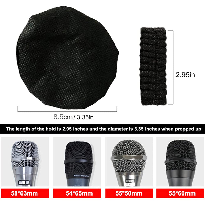 [Australia - AusPower] - 200 Pcs Disposable Microphone Cover, Non-woven Handheld Microphone Windscreen with Elastic Band, Clean and No-odor Mic Covers for KTV, Interview, Recording Studio, Performance, Speech (Black) Black 