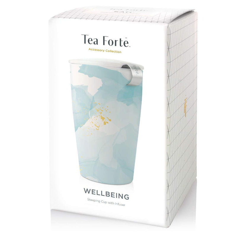 [Australia - AusPower] - Tea Forte Kati Cup in Wellbeing, Ceramic Tea Infuser Cup with Infuser Basket and Lid for Steeping Loose Leaf Tea 