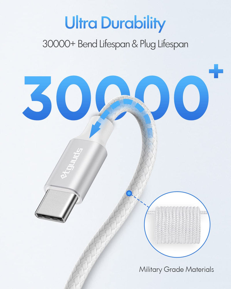 [Australia - AusPower] - etguuds White USB C to USB C Cable [3ft, 2-Pack], 60W Fast Charging Type C to Type C Charger Cable for Samsung Galaxy S23 S22 S21 S20 Ultra 5G, Z Flip/Fold 4 3, Note 20, Pixel 7 6 Pro & USB-C Laptop 3ft 