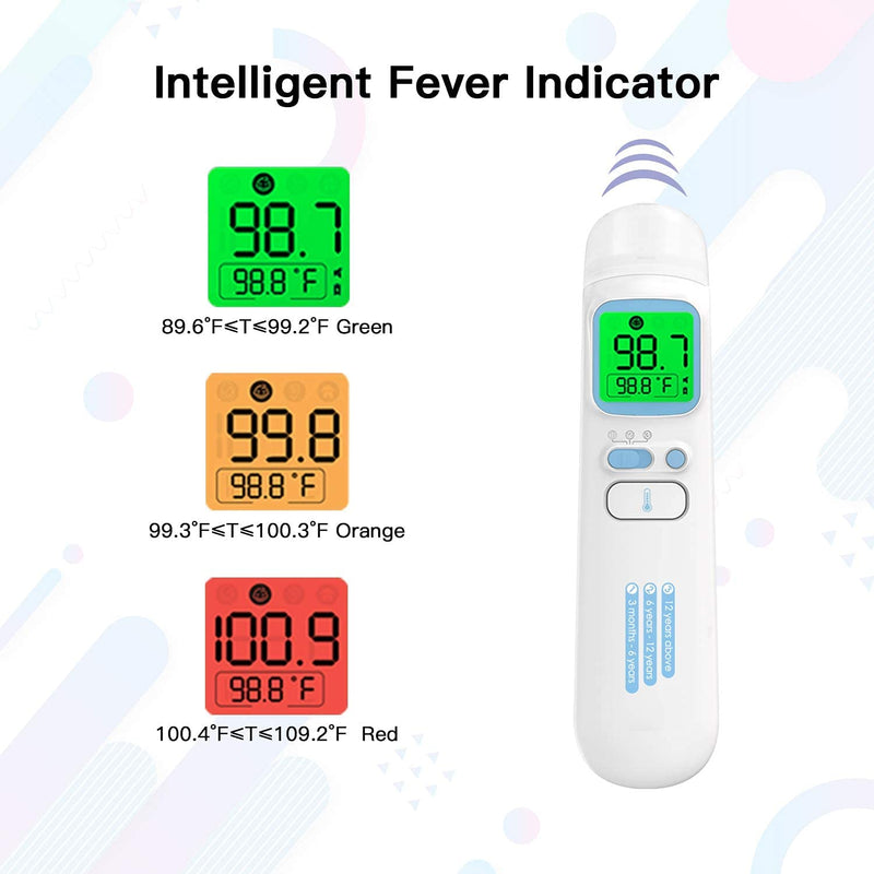 [Australia - AusPower] - Touchless Thermometer – Forehead Thermometer for Adults,No Touch for Fever, Baby Kids Child with Batteries, Fever Alarm, 35 Groups Data Storage 