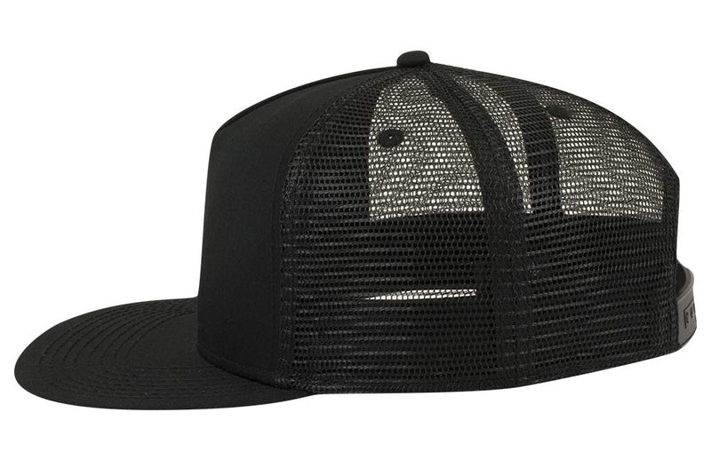 [Australia - AusPower] - OTTO Square Flat Visor SNAP 5 Panel Mesh Back Trucker Snapback Hat One Size Black 