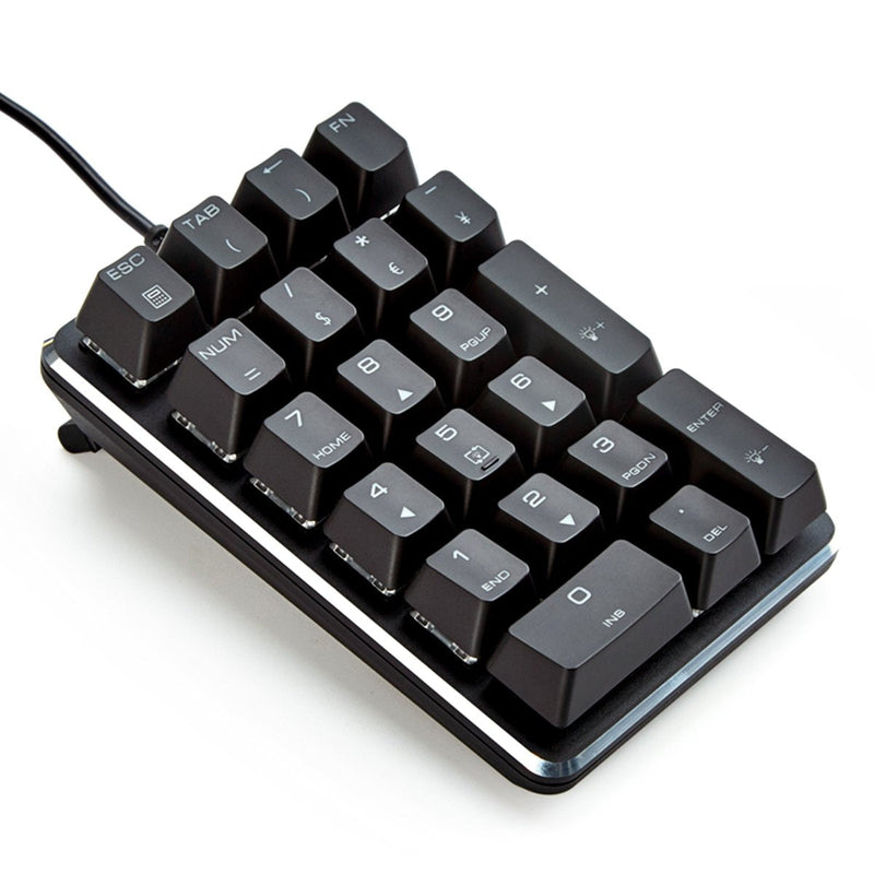 [Australia - AusPower] - Mechanical Numeric Keypad GATERON Blue Switch Wired Ice Blue Backlight Gaming Keypad/Keyboard 21 Keys Portable Numpad Extended Layout Black Magicforce by Qisan 