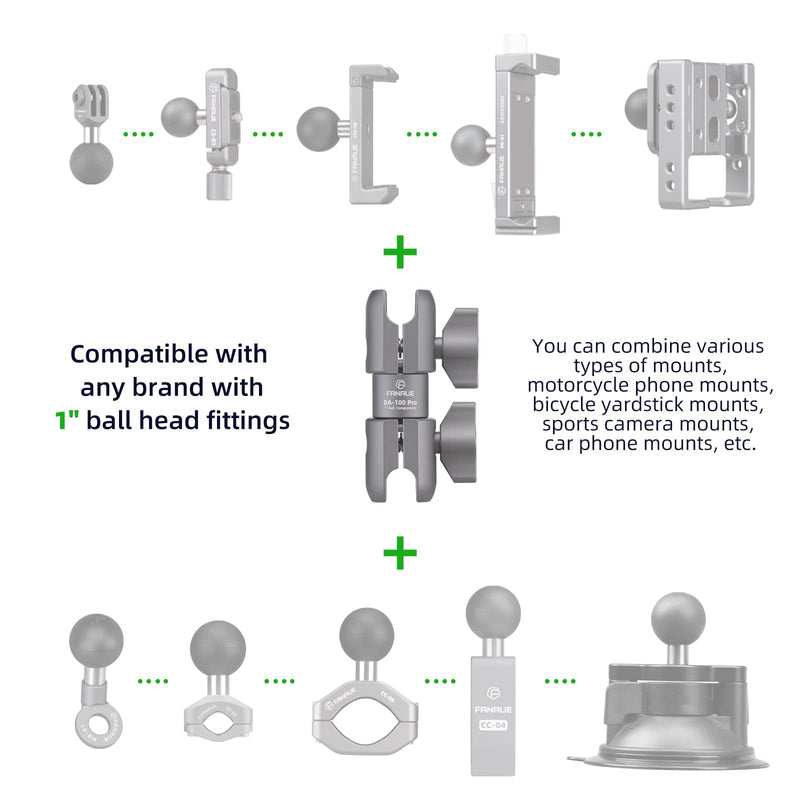 [Australia - AusPower] - FANAUE Composite Double Socket Swivel Arm,DA-100PRO 3.7" Length, Aluminum Construction, Compatible with RAM Mounts B Size 1" Ball Components DA-100PRO 