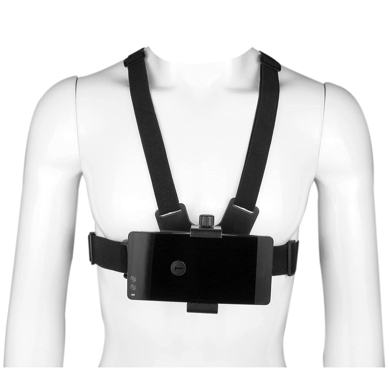 [Australia - AusPower] - Phone Chest Mount Harness Vest and Head Strap Clip Holder for POV/VLOG, Compatible with iPhone 13 12 11 Pro Max X Xs Xr 8 7 6 Plus,Samsung and 4 to 7 inch Phones 