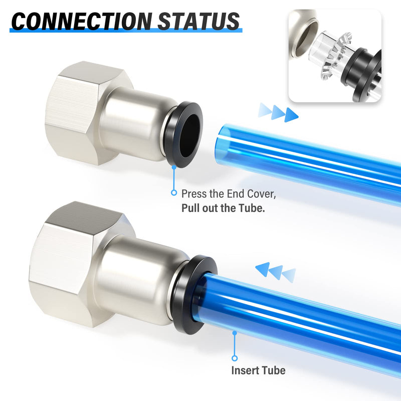 [Australia - AusPower] - TAILONZ PNEUMATIC Female Straight 1/4 Inch Tube OD x 3/8 Inch NPT Thread Push to Connect Fittings PCF-1/4-N3(Pack of 2) 1/4"OD-3/8"NPT 