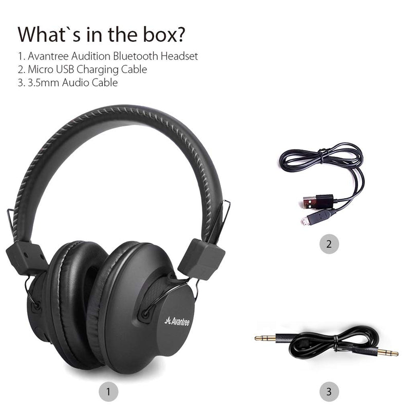 [Australia - AusPower] - Avantree Audition Bluetooth 5.0 40 hr Wireless & Wired Over Ear Headphones with Mic for Computer TV Watching, Extra Comfortable & Lightweight, HiFi Stereo Headset for PC Laptop Cell Phone – Gray 