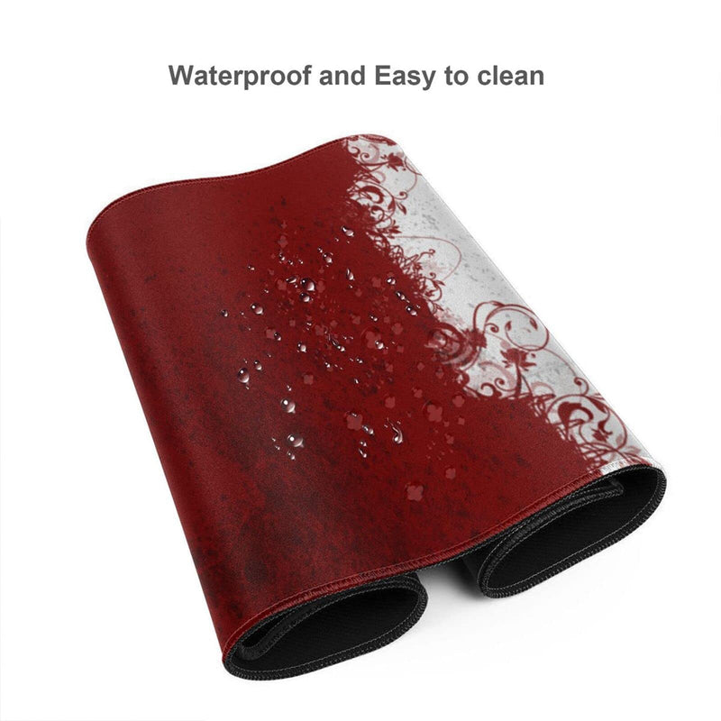 [Australia - AusPower] - Abstract Red White XXL XL Large Gaming Mouse Pad for Desk, Non-Slip Long Extended Keyboard Pads Mousepad Rubber Table Mat 31.5 X 11.8 Inch Black8 