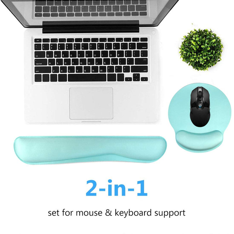 [Australia - AusPower] - Keyboard Wrist Rest Pad Mouse Pad, Memory Foam, Rest Pads Sets for Comfortable Typing & Wrist Pain Relief, Anti-Slip Rubber Base (Green) Green 