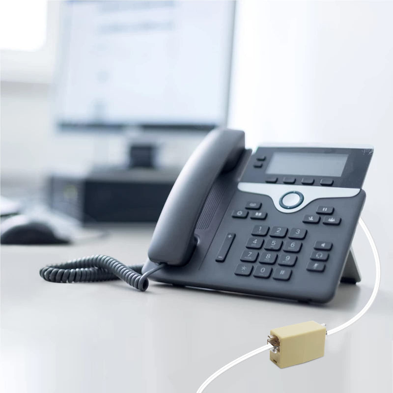 [Australia - AusPower] - RJ11 Landline System Accessories Include 25FT Extension Phone Cord with 30 Adhesive Cable Clips and 2 6P4C Straight Female to Female Inline Coupler White - 25FT Cable 