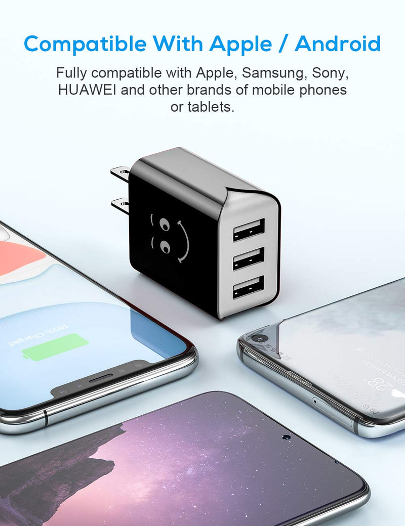 [Australia - AusPower] - USB Wall Charger, 3-Port 3.1A Charging Block 3-Pack UL Certified USB Plug Power Adapter Charger Cube Compatible for iPhone 11/Xs/XS Max/XR/X/8/7/6/Plus,iPad Air/Mini,Galaxy10/9/8/7,Note9/8,Nexus… 