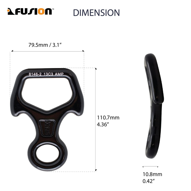 [Australia - AusPower] - Fusion Climb Aluminum Compact Bent Eight Descender Black 