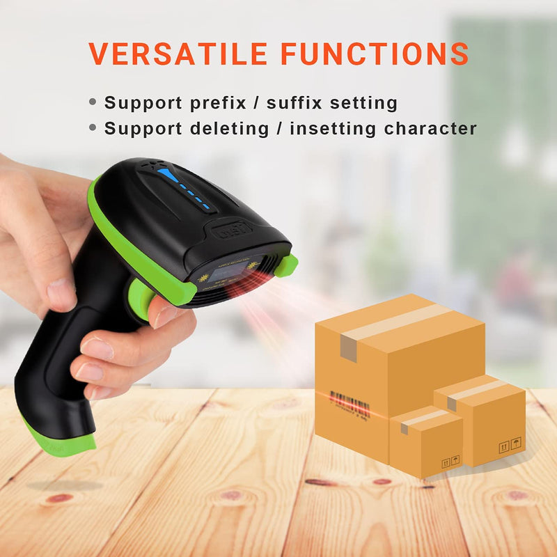 [Australia - AusPower] - Tera Barcode Scanner Wireless Versatile 2-in-1 (2.4Ghz Wireless+USB 2.0 Wired) with Battery Level Indicator 328 Feet Transmission Distance Rechargeable 1D Laser Bar Code Reader USB Handheld (Green) Green 