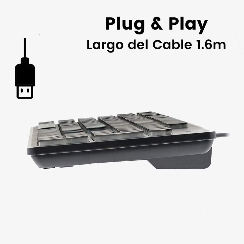 [Australia - AusPower] - Perixx PERIBOARD-317ES es un teclado con cable y retroiluminado LED, Letras impresas en grande con iluminación blanca, Teclado Full Size, QWERTY Español 