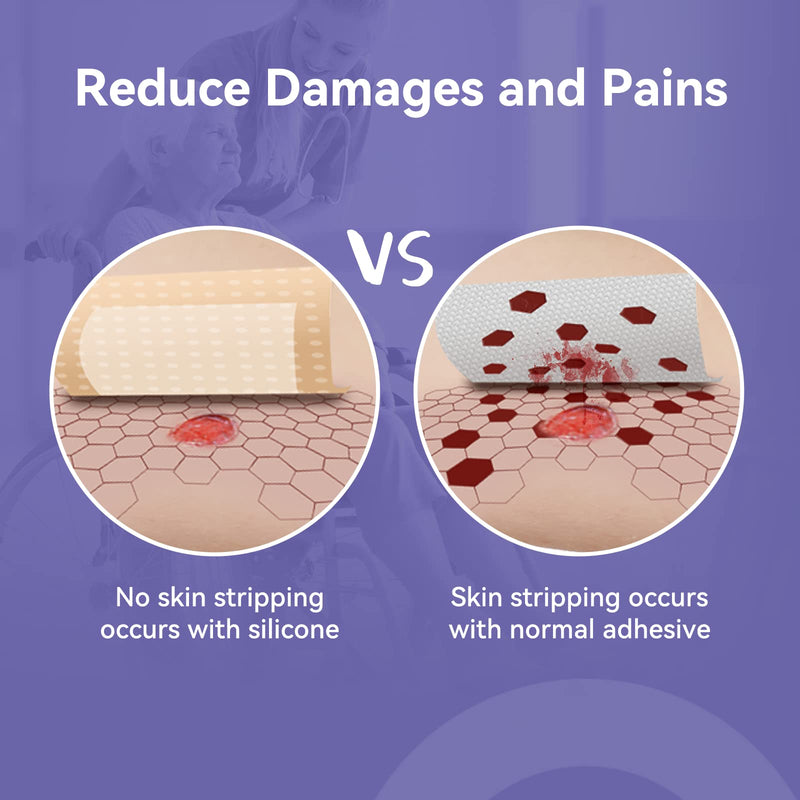 [Australia - AusPower] - Conkote Silicone Adhesive Foam Dressings 4'' X 4'', Waterproof Bandages for Wound Care, Box of 10 Dressings 4'' x 4'' (10 Dressings) 