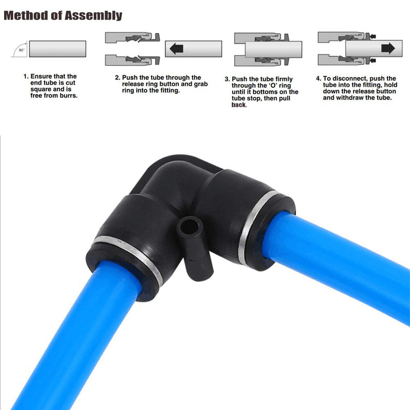 [Australia - AusPower] - Jienk 10PCS Pneumatic Union Elbow Push to Connect Fittings, PBT Plastic 90 Degree 1/2"x 1/2" Tube OD Quick Connector for Air Compressor Air Brake Shop Air 1/2"x 1/2" 