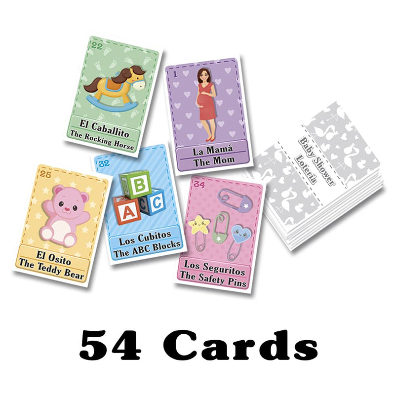 [Australia - AusPower] - MoreFiesta Baby Shower Loteria Bingo - Bilingual English Spanish, for up to 30 Players, Multicolor 