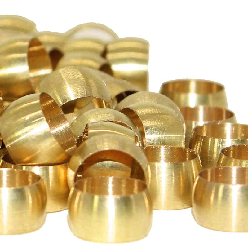 [Australia - AusPower] - Joywayus 1/2" Tube OD Brass Ferrule Fittings Compression Sleeves Brass Compression Fitting(Pack of 50) 1/2" OD (50PCS) 