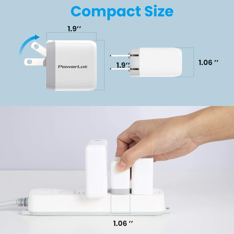 [Australia - AusPower] - PowerLot PD 20W USB C Charger for iPhone 12/12 Pro/ 12 Pro max, 12W USB Charger for iPad/iPad Pro, 32W Dual Port Power Adapter, GaN Wall Charger with Foldable Plug for iPhone 13/ Pixel/Galaxy etc 