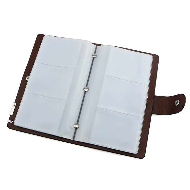 [Australia - AusPower] - RuiLing 1-Pack 102 Cards Leather Card Holders Book Men Women Double Hasp Business Name ID Credit Card Keeper Organizer Coffee 