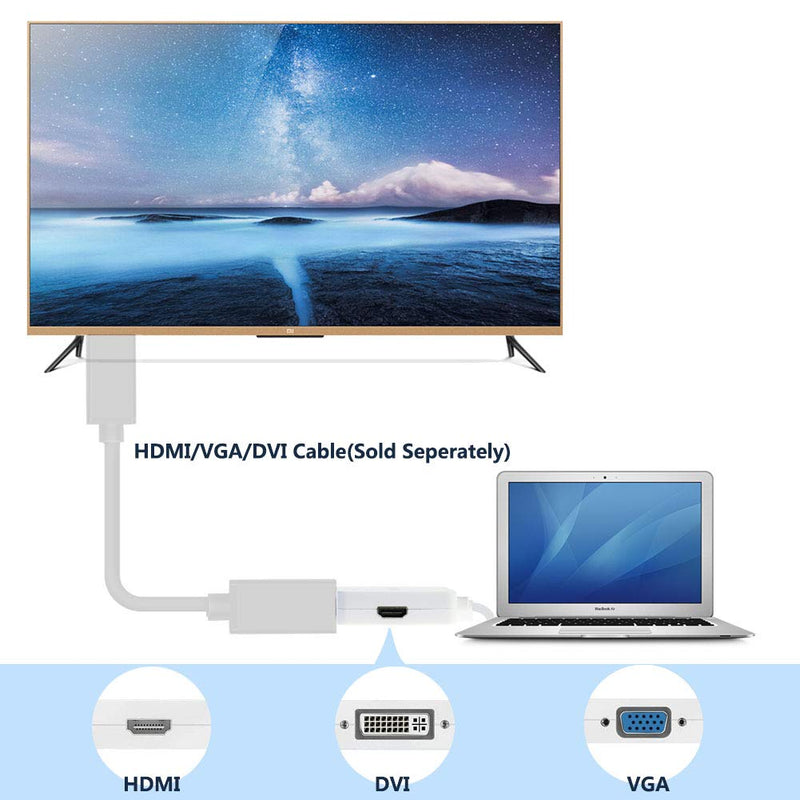 [Australia - AusPower] - Mini DisplayPort to HDMI DVI VGA Adapter,Microsoft Surface Pro 6 5 4 3 Video Display Converter,Thunderbolt to HDMI VGA DVI Adaptor for Mini DP Mac,MacBook Pro,Air,MS Surface Book to Projector,Monitor 