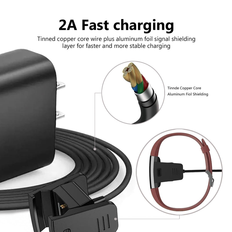 [Australia - AusPower] - YCWZZH Fast Charger for Fitbit Charge 2 Replacement USB Charging Cable Cord for Fitbit Charge2 Smartwatch Charging Dock Wall Adapter 