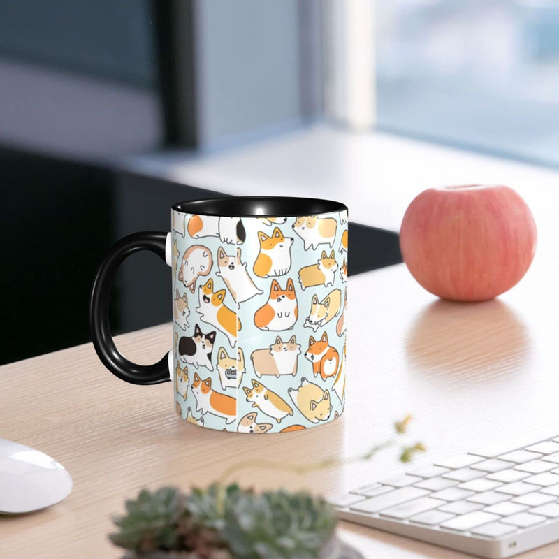 [Australia - AusPower] - Ceramic Coffee Mugs Cute Corgi Cocoa Tea Coffee Cup With Handle For Office Home Porcelain Mug Gifts Men Women 11 Oz 