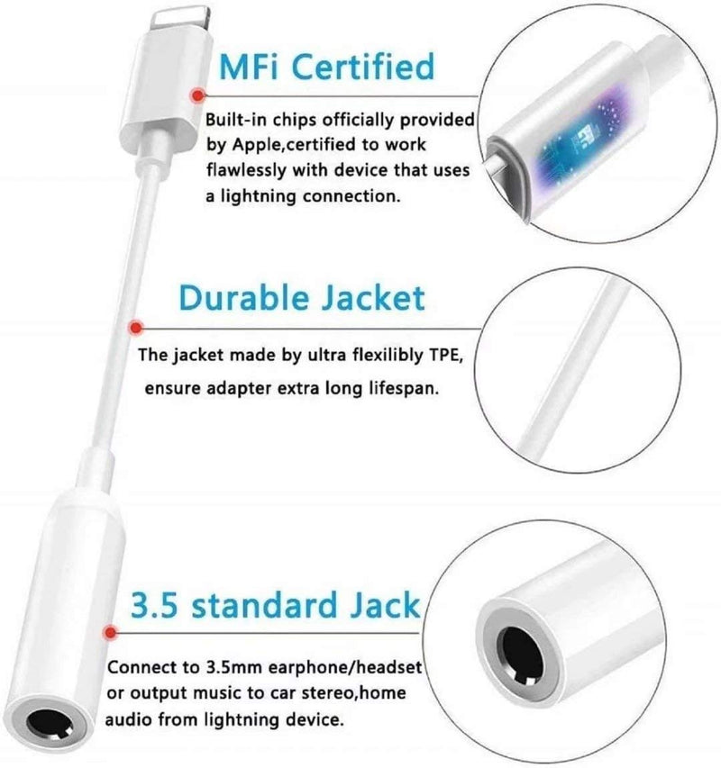 [Australia - AusPower] - (3Pack) Lightning to 3.5 mm Headphone Jack Adapter,Apple MFi Certified for iPhone Headphones Aux Dongle Cable Converter Compatible with iPhone 12 11 Pro XR XS X 8 7 iPad Support All iOS 