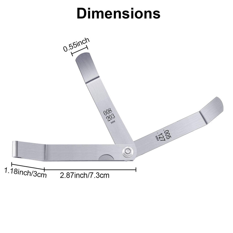[Australia - AusPower] - Stainless Steel Feeler Gauge Dual Marked Metric and Imperial Measuring Tool (0.005/0.127-0.02/0.508 mm, 16 Blades) 