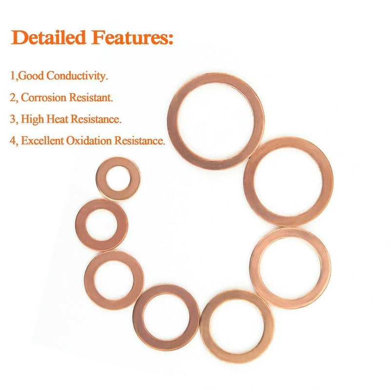 [Australia - AusPower] - M18 Flat Washer Copper Sealing Ring, 18mm ID 24mm OD 1.5mm Thickness Metric Sealing Gasket, 30 Pieces M18 