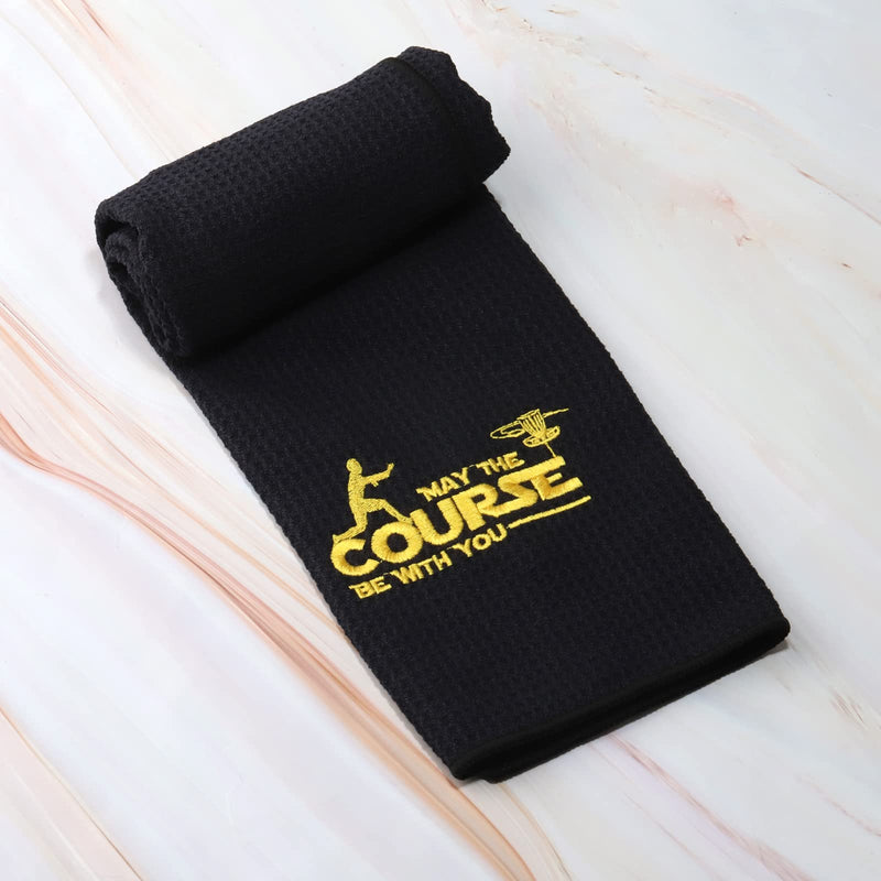 [Australia - AusPower] - ZJXHPO Disc Golf Towel May The Course Be with You Embroidered Golf Towel Gift Disc Golf Lover Towel with Clip (May Course) May Course 