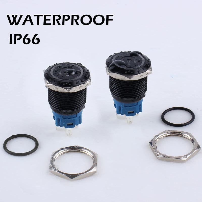 [Australia - AusPower] - DMWD 2PCS 19MM Latching Push Button Switch 12V-24V Power Symbol Light,Self Locking 1NO 1NC Waterproof ON/Off Black Metal Shell Button with Wire Socket Plug for 3/4’’ Mounting Hole(IP66,Green Light) Power Symbol Green 