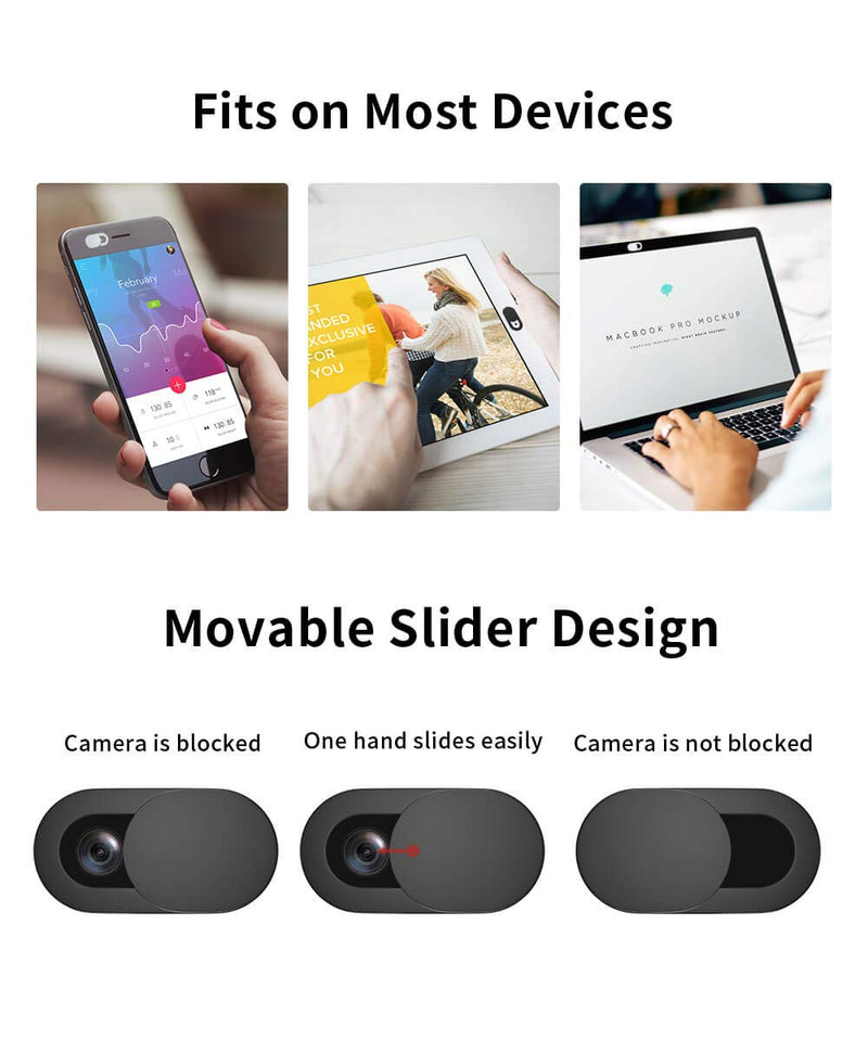 [Australia - AusPower] - Camera Cover Slide, Webcam Cover Slider, Smartphone Webcam Sticker, Laptop Camera Cover (3 Pack (2 Black+1 White)) 3 Pack (2 Black+1 White) 