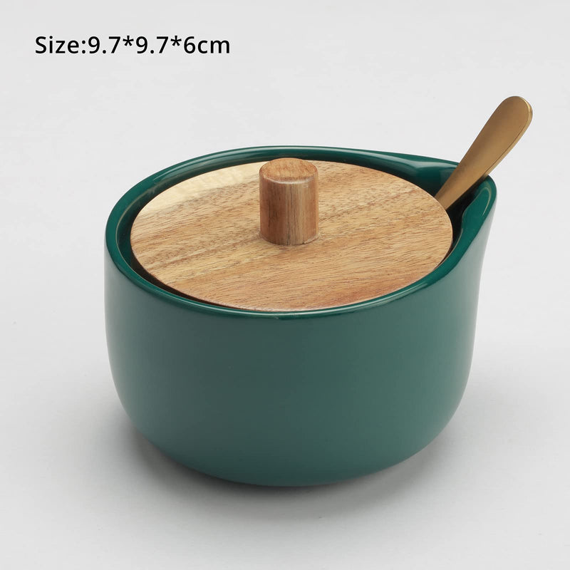 [Australia - AusPower] - everous Salt Box(green) Salt Cellar Elegant Design Decorative Boxes Big Capacity Wood green Ceramic Base 