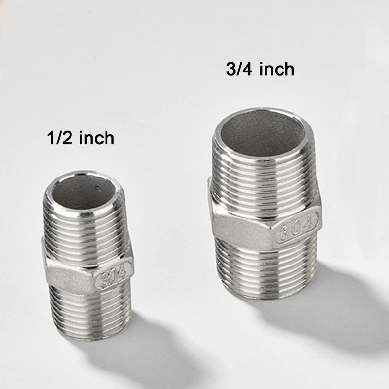 [Australia - AusPower] - 4PCS Hex Nipple 3/4" Male x 3/4" Male Pipe Fittings, 304 Stainless Steel 3/4 inch NPT Male Threaded Pipe Adapter Fittings Equal Nipples Connectors, Male Straight Connector Pipe Fitting 0.75 Inch 