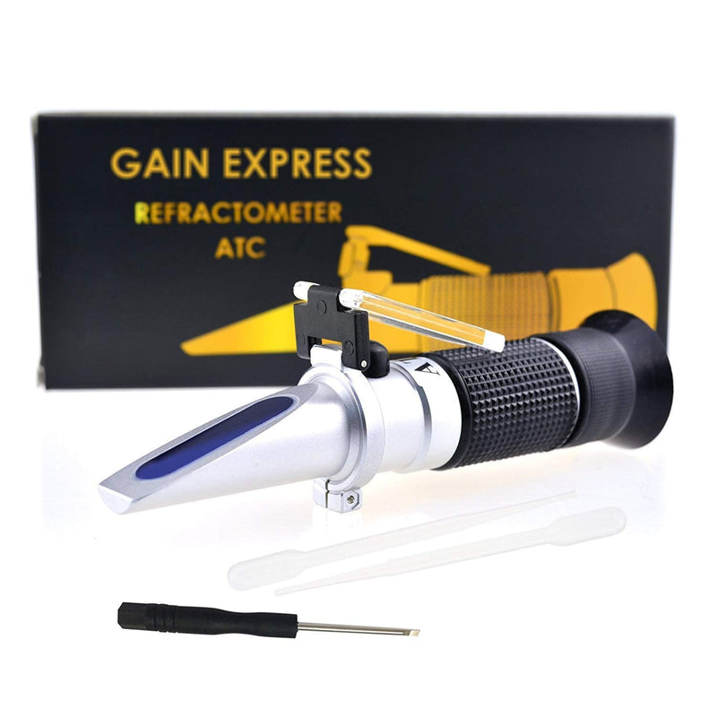 [Australia - AusPower] - 3-in-1 Honey Refractometer Brix/Moisture/Baume Tester Meter ATC, Tri-Scale 58-90%/12-27%/38-43Be', Sugar Water Content Level Beekeeping Maple Syrup, Test Kit w/Calibration Oil & Block 
