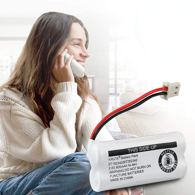 [Australia - AusPower] - Kruta BT162342/BT262342 2.4V 800mAh Ni-MH Cordless Phone Battery Pack, Also Compatible with BT183342/BT283342 AT&T EL52351 TL90070 VTech CS5119 DS6511 DS6722 LS6305 Handset, 2-Pack 