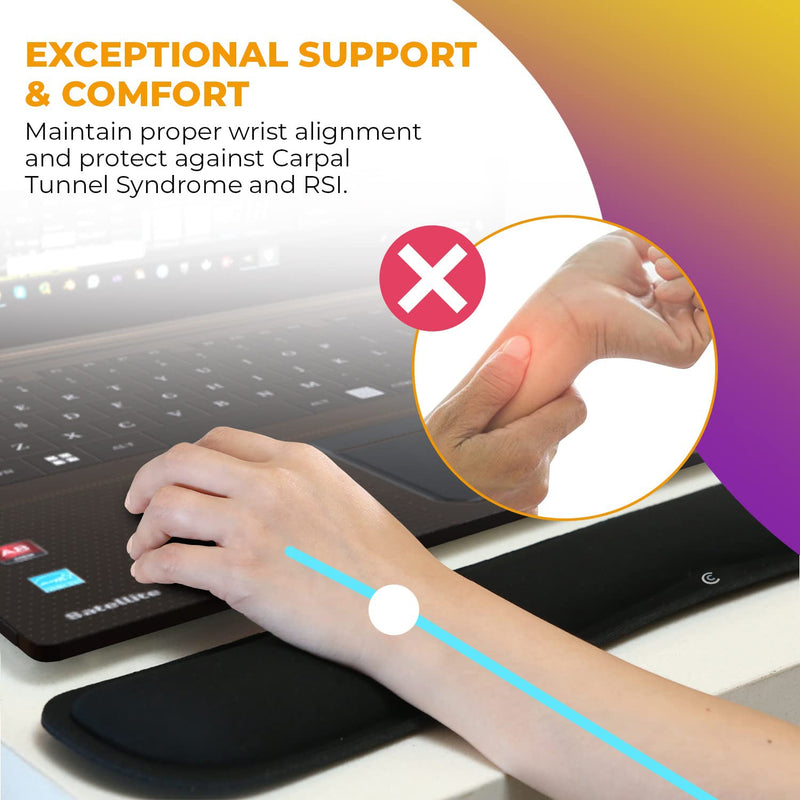 [Australia - AusPower] - Wrist Rests for Keyboard and Mouse Pad Set - Memory Foam Cushion, Black - Ergonomic Wrists Hand Arm Rest Support for Laptop Computer Desk and Gaming - Carpal Tunnel Syndrome Relief Original 