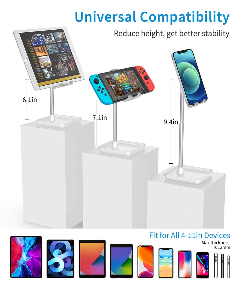 [Australia - AusPower] - Cell Phone Stand, Height Angle Adjustable Phone Holder for Desk, DeepDream Case Friendly Phone Holder Stand Compatible with All Smartphones, Tablet, 4-10.9in Elegant White 